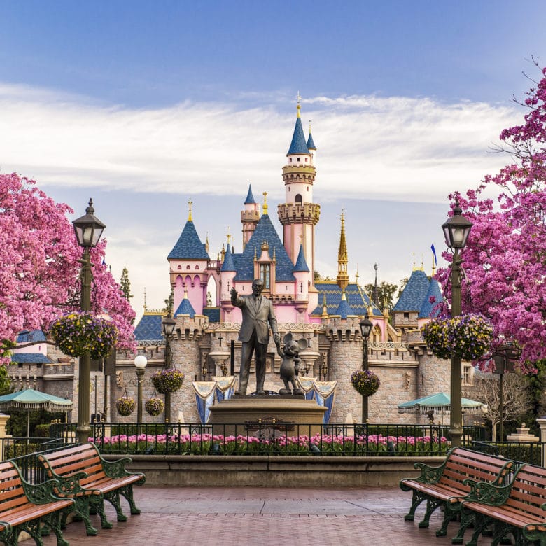 Disneyland's Sleeping Beauty Castle and Partners Statue