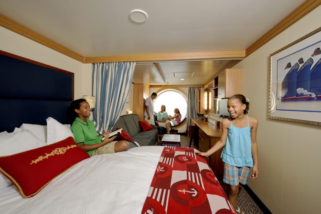 Oceanview staterooms aboard the Disney Cruise ships.
