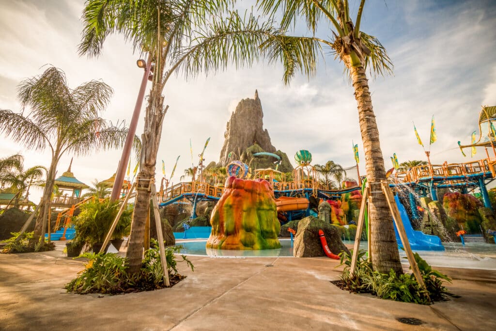 Experience the best of the tropical paradise that is Florida at this palm-tree laden, lazy-river celebrating, water park in Universal Studios Orlando, called Volcano Bay